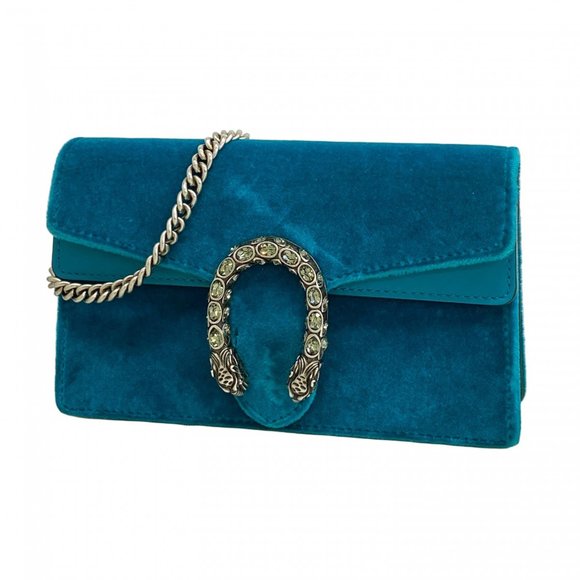 Gucci Dionysus Shoulder Bag 476432 Suede Turquoise Blue Women's - Picture 1 of 10